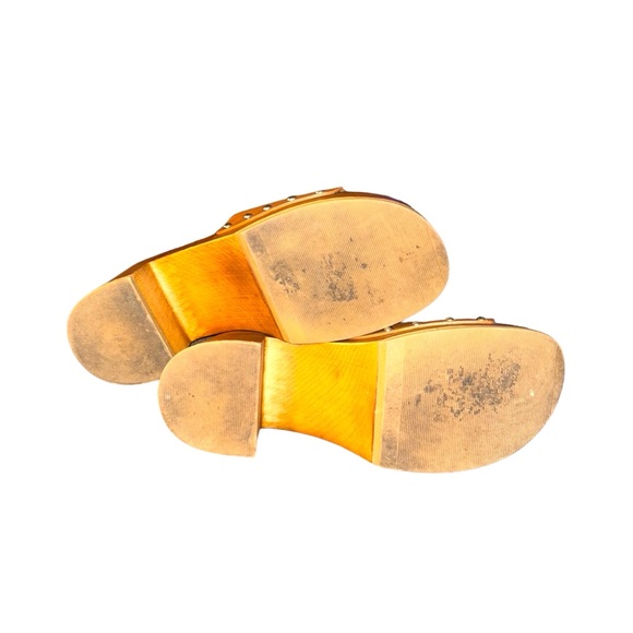 Tan Leather Mules with Wooden Heel - Picture 4 of 8